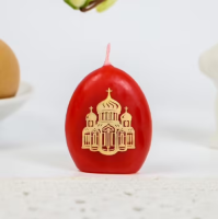 Свеча-яйцо с наклейкой «Храм», 4 х 5 см 4045504 (200) Семейные традиции Красный - фото