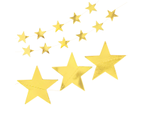 Гирлянда-подвеска Звезда, Золото, Металлик, 200 см, 7 см*20 шт, 1 упак., 6231026 Золотой - фото