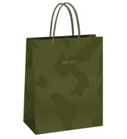 Пакет подар. "Green pattern", 26*32*12 см, MESHU, выбор. лак, матовая ламинация, MS 61602, 371041 Зеленый - фото