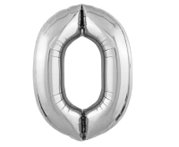 Шар фольга Agura (40''/102 см) Цифра, 0 Slim, Серебро, 1 шт. в уп. (5) Серебро - фото