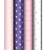 Бумага упаковочная глянцевая «Love pattern», 70*100 см, 80г/м2, MESHU, ассорти, 4 дизайна, 383301 Микс - фото