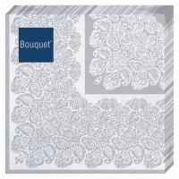 Салфетки бум.  Bouquet  33*33, 3сл 20шт "Серебряная скатерть" (12)  - фото