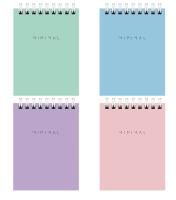 Блокнот МАЛЫЙ ФОРМАТ А7 75х105мм, 40л, гребень, картон, клетка, BRAUBERG Minimal Pastel, 116431 Микс - фото