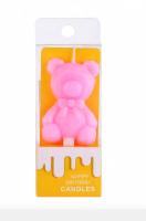 Свеча праздничная "Мишка", 00-7386 (1) Розовый - фото