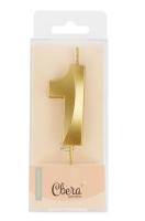 Свеча Цифра Волна веселья, 1 Грани, Золото, Металлик, 4,2*6 + 4,5 см, 1 шт.с держат., 803161 Золотой - фото