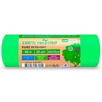 Мешки д/мусора ПНД Pure Ecology 60 л био зеленые в рул. 20шт, 12мкм (32), арт.bio602078 Зеленый - фото