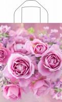 Сумка-пакет 35*28 с петлевой ручкой Нежные розы 50шт Розовый - фото