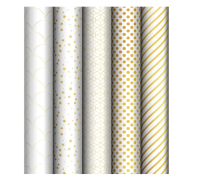 Бумага упаковочная глянцевая «Pattern on white», 70*100 см, 80г/м2, MESHU, ассорти, 5 дизайнов, 358120 Микс - фото