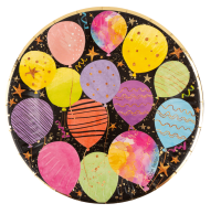 Тарелки (7''/18 см) С Днем Рождения! (воздушные шары), Черный, Металлик, 6 шт. 6233343  - фото