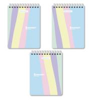 Блокнот МАЛЫЙ ФОРМАТ А6 108х145мм, 60л, гребень, картон, клетка, кросс-серия PASTEL, BRAUBERG,117033 Микс - фото