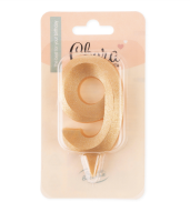 Свеча Цифра, 9 "Грани", Золото, 4*7 см, 1 шт,1707 Золотой - фото