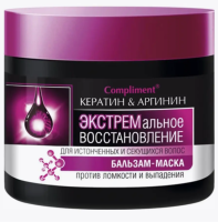 Бальзам-маска Экстрем. ТМ Compliment Кератин&Аргинин восстановл. для истонч. и секущ. волос 300мл  - фото