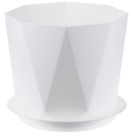 Кашпо ПРИЗМА D130мм 1л с поддоном Белый, арт. М 3137 Белый - фото
