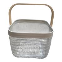Интерьерная корзина д/хранения квадратная с ручкой, белый металл, 25,5х25,5х17,5 см, ES137-148 Белый - фото