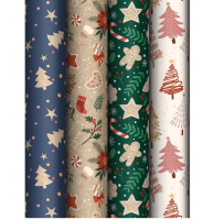 Бумага упаковочная глянцевая «Ginder cookies», 70*100 см, 70г/м2, ассорти, 4 дизайна, MESHU Разноцветный - фото