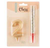 Набор, Фонтан и Свеча Цифра, 2 Грани, Золото, 10 см, 1 шт., 1772 Золотой - фото