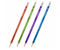 Карандаш чернографитный ЮНЛАНДИЯ "МЕТАЛЛИК", 1 шт., HB, с ластиком, корпус ассорти, 181764 Черный - фото