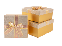 Коробка Роскошный подарок, Розовое Золото, 19*19*9,8 см, 1 шт Золотой - фото