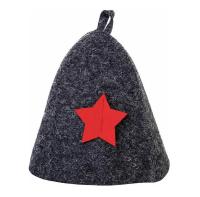 Шапка банная с аппликацией "Звезда", войлок серый, Б40101 (10) Серый - фото