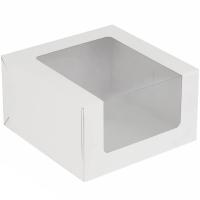 Коробка для торта с окном 225*225*110 мм арт. 3049 белая 1 шт. Белый - фото