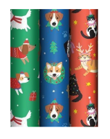 Бумага упаковочная глянцевая «Christmas mood», 70*100 см, 80г/м2, ассорти, 3 дизайна, MESHU Разноцветный - фото