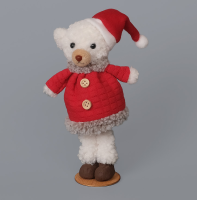 Новогодняя статуэтка, 19 см, белый с красным, "Мишка" Бело-бордовый - фото