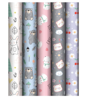 Бумага упаковочная глянцевая «Cute friends», 70*100 см, 80г/м2, MESHU, ассорти, 5 дизайнов, 372614 Микс - фото