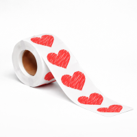 Этикетка d35 мм Стикер Сердце 100шт в рулоне Разноцветный - фото