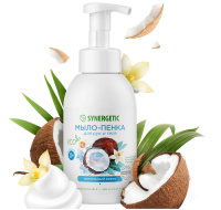 Мыло-пенка для рук и тела 0,5л, гипоаллергенное "Synergetic" Ванильный кокос (6) 105008 Белый - фото