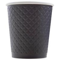 Стакан бумажный 250 мл d80 мм 2-слойный Waffle Black черный 25 шт/упак Черный - фото