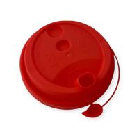 Крышка д/стакана Р80 красная с заглушкой 1/40  Красный - фото