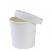 Стакан картонный для супа 760мл белый с белой картонной крышкой ECO SOUP, 25 шт Белый - фото