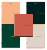 Тетрадь А5 48л. BRAUBERG скоба, клетка, обложка картон,SoftTouch,Минимал_Цвет,(микс в спайке) 405329 Микс - фото