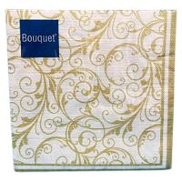 Салфетки бум.  Bouquet  33*33, 3сл 20л "Очарование.Золото на белом" (12)  - фото