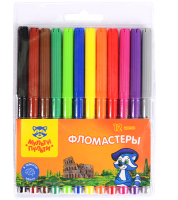 Фломастеры Мульти-Пульти "Енот в Италии", 12цв., смываемые, блистер WP_10726, 240105  - фото