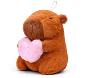 Мягкая игрушка "Капибара с розовым сердечком", М1510 Коричневый - фото