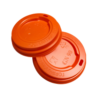 Крышка для стакана бумажного PS D-80мм оранжевая, 100шт Оранжевый - фото