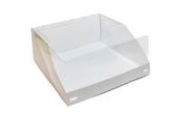 Коробка картонная белая с окном с крышкой 225*225*110 для торта Белый - фото