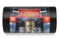 Мешки д/мусора ПВД "БРОНЯ" Ромашка 120л, в рул. 10шт, черные (10), 60мкм, ВР-0010 Черный - фото