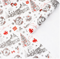 Бумага упаковочная глянцевая "Новогодний шик", 70 х 100 см, 9799463 Белый - фото