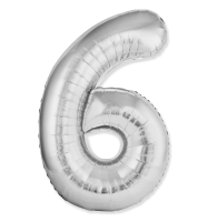Шар фольга Agura (40''/102 см) Цифра, 6 Slim, Серебро, 1 шт. в уп.(5) Серебро - фото
