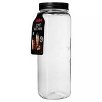 Банка Квадратная с эмбоссингом LOVE KITCHEN 2,2Л (Черный) арт. 440100113 Прозрачный - фото