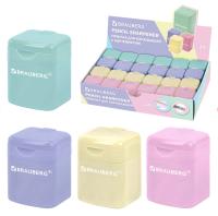 Точилка кросс-серия "PASTEL", с контейнером, корпус микс, BRAUBERG, 273255 (24) Микс - фото