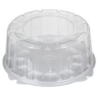 Комплект Контейнер для торта Т-218ДШ d215 мм белый PS + Крышка для контейнера Т-218КН прозрачная PS 1 шт. Белый - фото