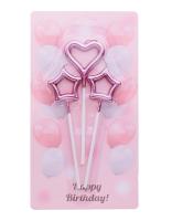 Набор свечей праздничных "Сердце со звёздами", 00-7041 (1) Розовый - фото