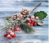 Декор "Зимние грезы" ягодки хвоя шишка иней, 30 см 4301759 Разноцветный - фото