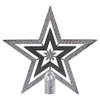 Наконечник на ель "Звезда" Золотая сказка, пластик 15 см серебро Серебро - фото