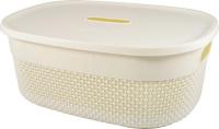 Корзина для хранения с крышкой OSLO 12л лен, арт. PT1332/GRЛН-12 Бежевый - фото