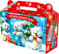 Новог.коробка "Подарочек малый "Милые мишки" с анимацией Разноцветный - фото