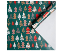 Бумага упаковочная глянцевая "Ёлочки", 70 х 100 см, 5155298 Зеленый - фото